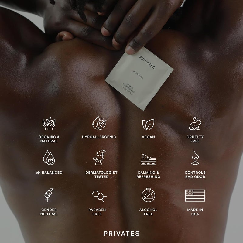 PRIVATES pH-Balanced INTIMATE WIPES for Women & Men | Odor Control, Irritation & Dryness Relief | Hydrating & Soothing with Aloe | Microbiome-Friendly | Natural Ingredients | Fragrance-Free | 25 Count - Image 5